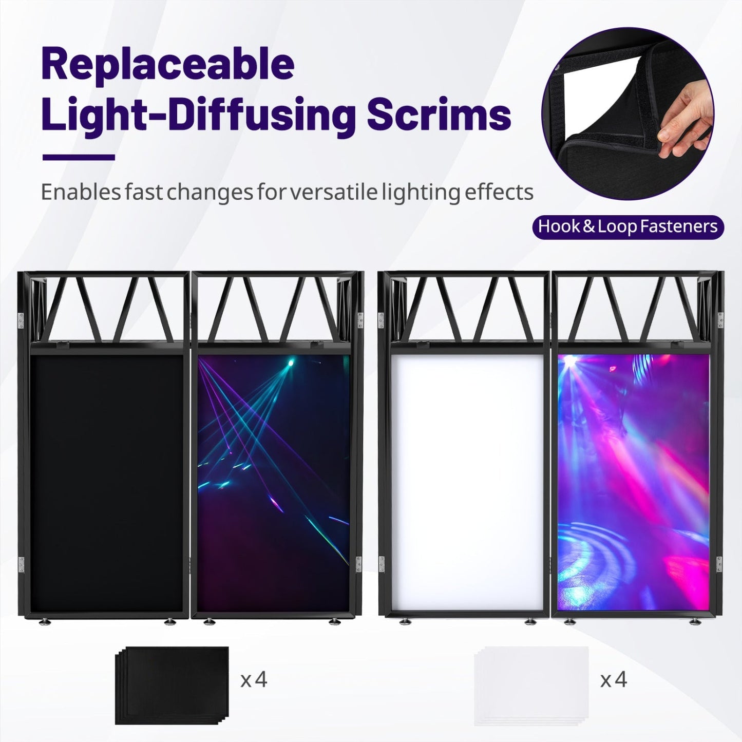 Portable DJ Booth with Black Scrims and Carrying Bag