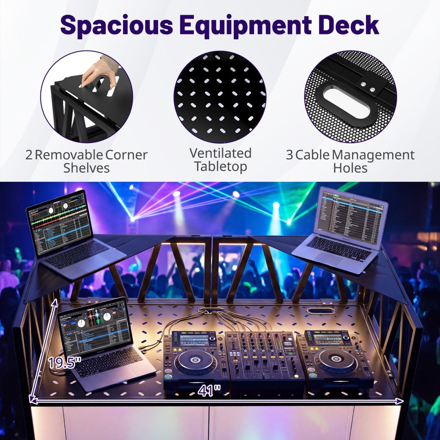 Portable DJ Booth with Black Scrims and Carrying Bag