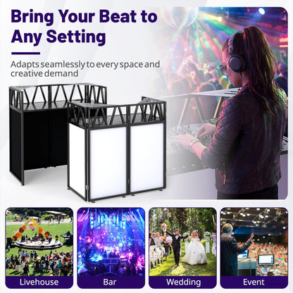 Portable DJ Booth with Black Scrims and Carrying Bag