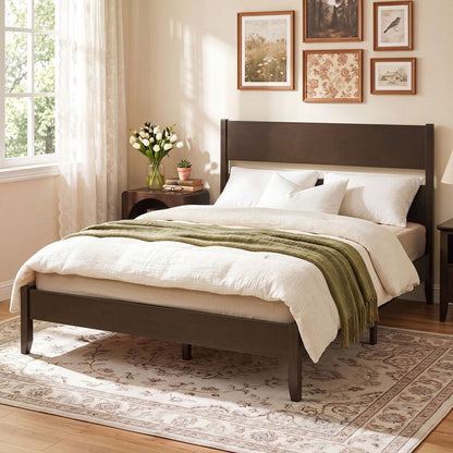 Queen Bed Frame with Headboard and Solid Wood Legs