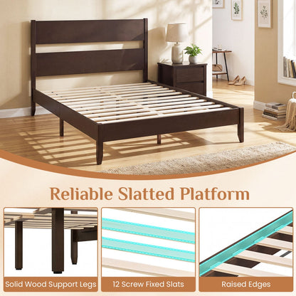 Queen Bed Frame with Headboard and Solid Wood Legs