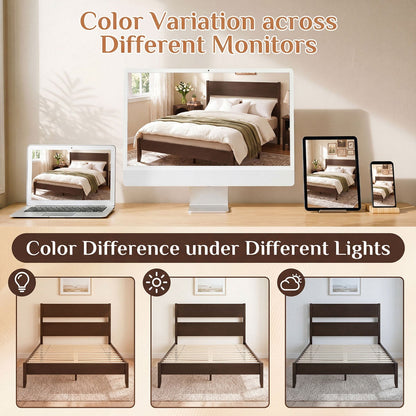 Queen Bed Frame with Headboard and Solid Wood Legs