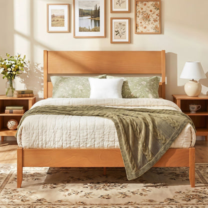 Queen Bed Frame with Headboard and Solid Wood Legs