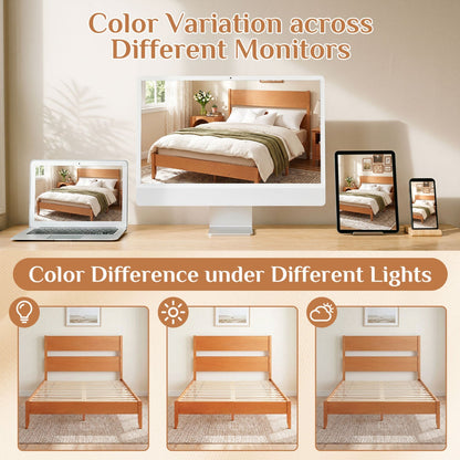 Queen Bed Frame with Headboard and Solid Wood Legs