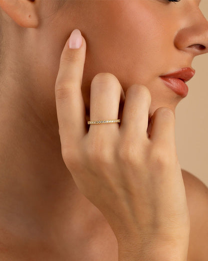 Sterling Silver 2.5mm Thin CZ Band Ring
