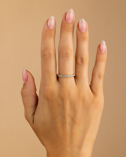Sterling Silver 2.5mm Thin CZ Band Ring