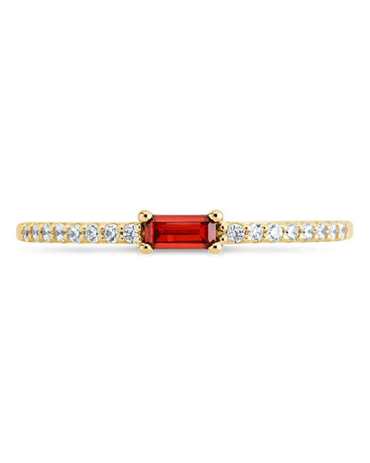 Sterling Silver Thin Garnet CZ Stacking Birthstone Ring