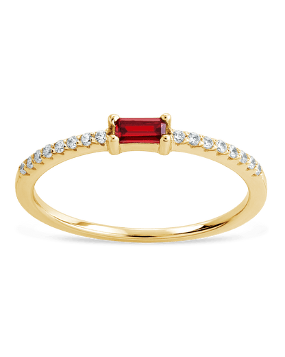 Sterling Silver Thin Garnet CZ Stacking Birthstone Ring
