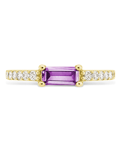 Sterling Silver Thin Amethyst CZ Stacking Birthstone Ring