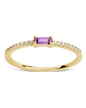 Sterling Silver Thin Amethyst CZ Stacking Birthstone Ring
