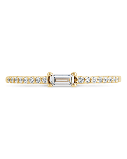 Sterling Silver Thin Clear CZ Stacking Birthstone Ring