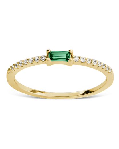 Sterling Silver Thin Emerald CZ Stacking Birthstone Ring