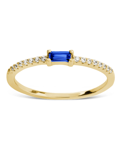 Sterling Silver Thin Sapphire CZ Stacking Birthstone Ring