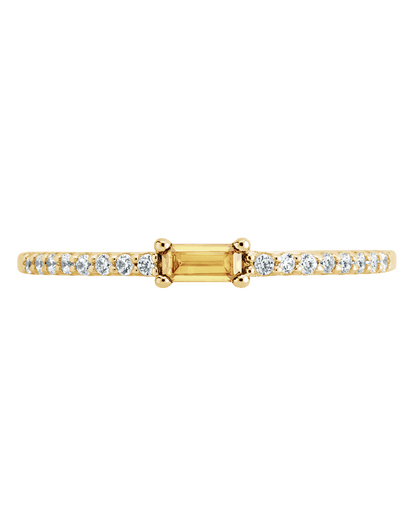 Sterling Silver Thin Citrine CZ Stacking Birthstone Ring