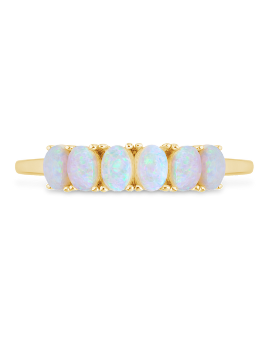 Sterling Silver Blue Opal Cluster Ring