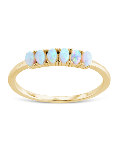Sterling Silver Blue Opal Cluster Ring