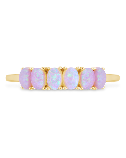 Sterling Silver Pink Opal Cluster Ring