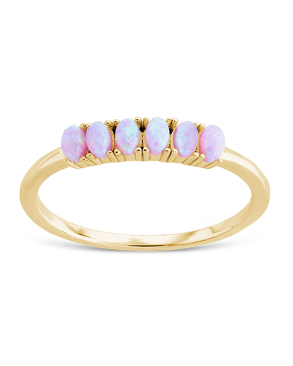 Sterling Silver Pink Opal Cluster Ring