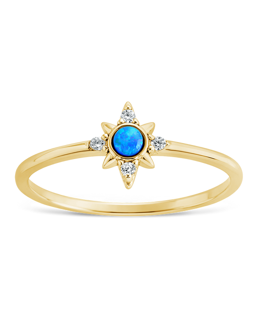 Sterling Silver Blue Opal Sparkle Ring