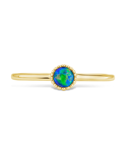 Sterling Silver Green Opal Solitaire Ring