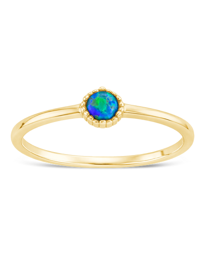Sterling Silver Green Opal Solitaire Ring