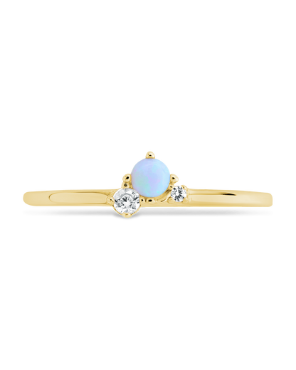 Sterling Silver Blue Opal Trio Ring