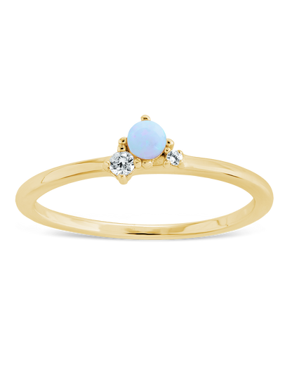 Sterling Silver Blue Opal Trio Ring