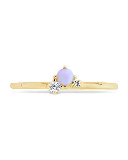 Sterling Silver Pink Opal Trio Ring