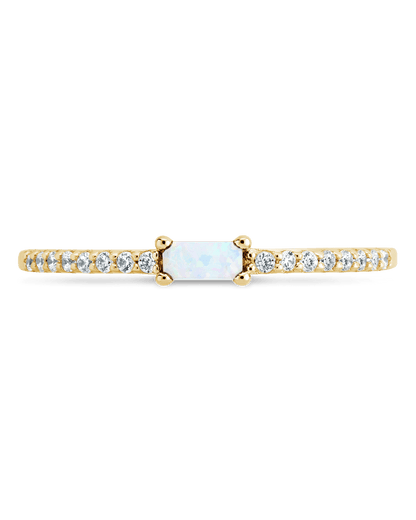 Sterling Silver Thin Opal CZ Stacking Birthstone Ring