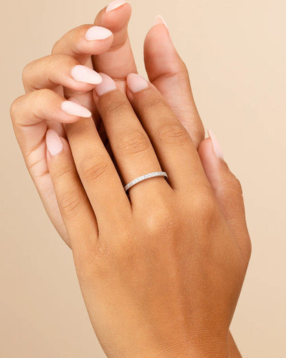 Sterling Silver 2.5mm Thin CZ Band Ring