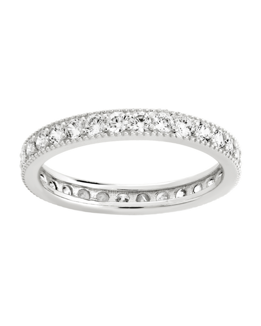 Sterling Silver 3mm Thin CZ Band Ring
