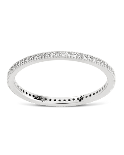 Sterling Silver 1.5mm Thin CZ Band Ring