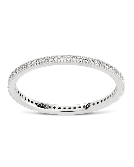 Sterling Silver 1.5mm Thin CZ Band Ring