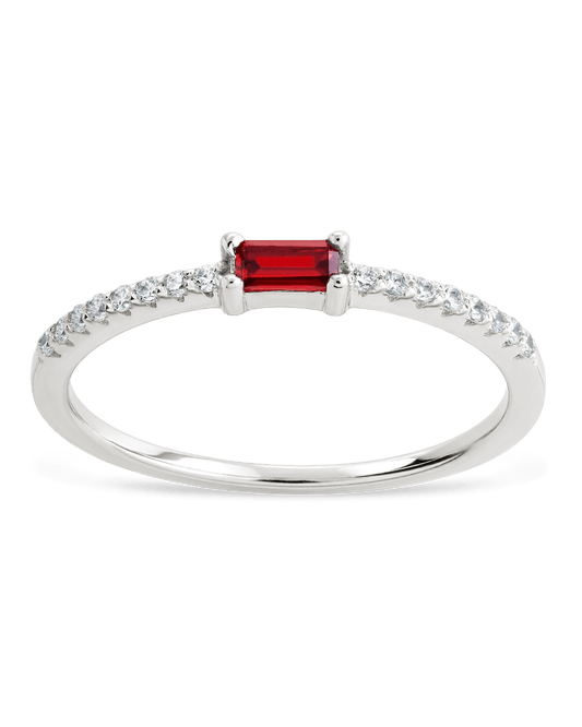Sterling Silver Thin Garnet CZ Stacking Birthstone Ring