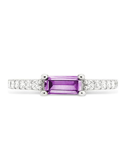 Sterling Silver Thin Amethyst CZ Stacking Birthstone Ring