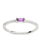 Sterling Silver Thin Amethyst CZ Stacking Birthstone Ring