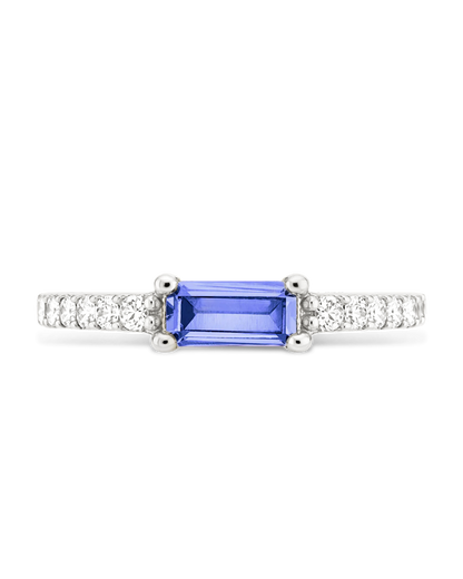 Sterling Silver Thin Aquamarine CZ Stacking Birthstone Ring