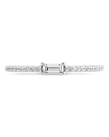 Sterling Silver Thin Clear CZ Stacking Birthstone Ring