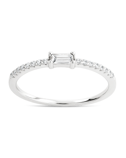 Sterling Silver Thin Clear CZ Stacking Birthstone Ring