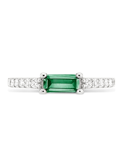 Sterling Silver Thin Emerald CZ Stacking Birthstone Ring