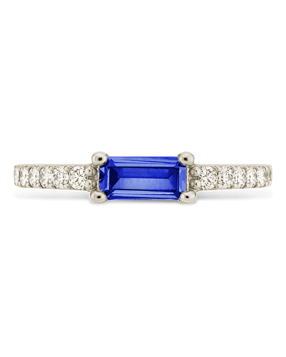 Sterling Silver Thin Sapphire CZ Stacking Birthstone Ring