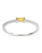 Sterling Silver Thin Citrine CZ Stacking Birthstone Ring
