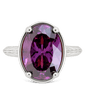 Sterling Silver Oval Cut Amethyst CZ Cocktail Ring