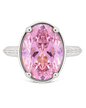 Sterling Silver Oval Cut Pink Sapphire CZ Cocktail Ring