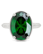 Sterling Silver Oval Cut Emerald CZ Cocktail Ring