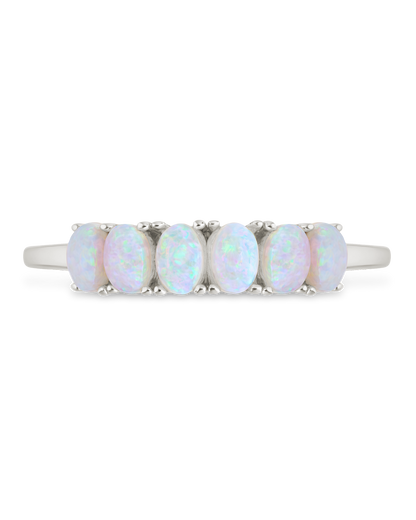 Sterling Silver Blue Opal Cluster Ring
