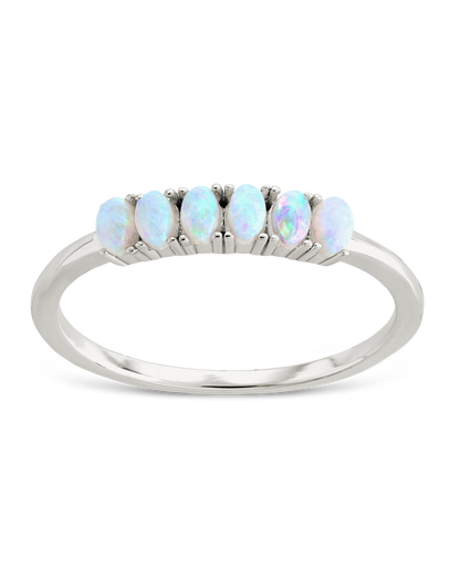 Sterling Silver Blue Opal Cluster Ring