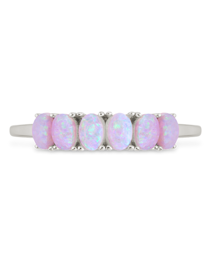 Sterling Silver Pink Opal Cluster Ring