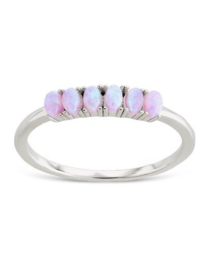 Sterling Silver Pink Opal Cluster Ring