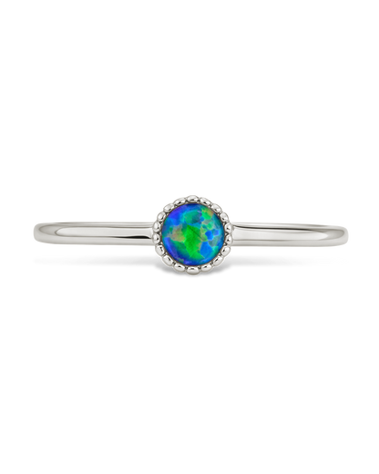 Sterling Silver Green Opal Solitaire Ring
